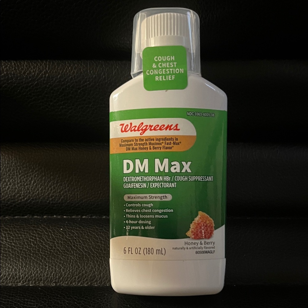 Walgreens DM Max Cough Relief Syrup - Green and White